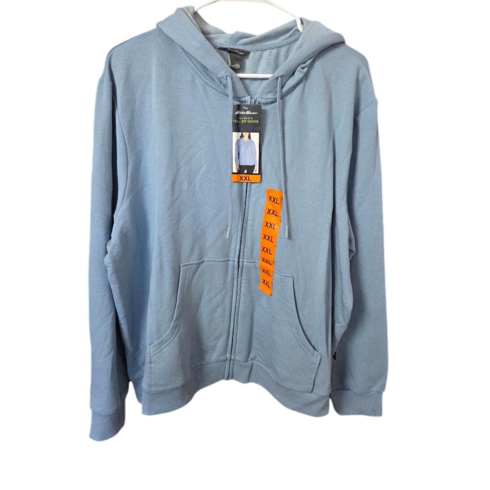 Eddie Bauer Women Supersoft Full Zip Hoodie Light Blue Jacket 2XL NWT